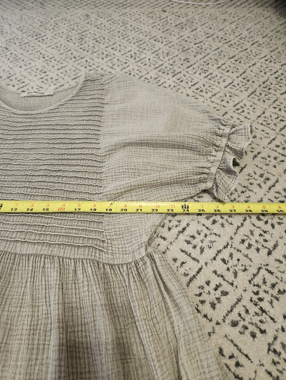 Three Bird Nest Mini Dress Quinn Puff Sleeve Oatmeal Boho Peasant Oversized S - Picture 14 of 16